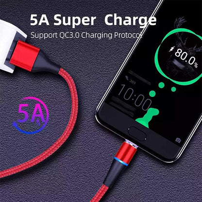 Aporia Magnetic Charging USB Cable with 360° Rotating 7PIN Tips Micro Type C | Fast Charge and Data Transfer [2-Pack] Red 6Ft + Black 6Ft Cable + 2X Tips + Bullet + Desk Stick