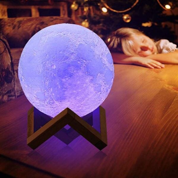 3D Moon Lamp Night Light - 16 Colors, Touch & Remote Control, Rechargeable