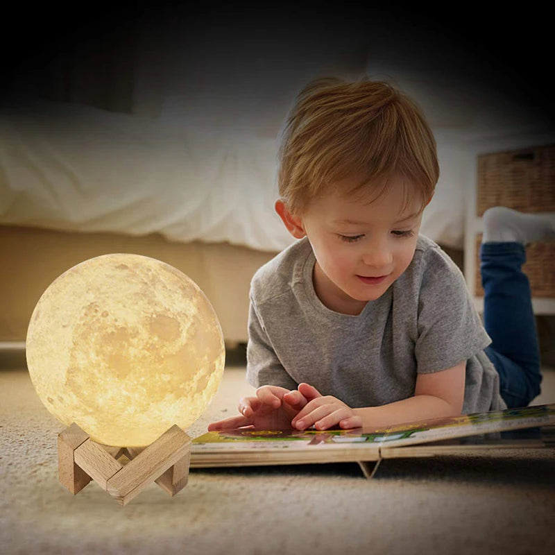 Moon Lamp Kids Night Light Galaxy Lamp 16 Colors LED 3D Moon Light Touch Remote Control Rechargeable Gift for Girls Boys