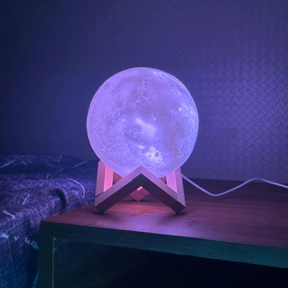 3D Moon Lamp Night Light - 16 Colors, Touch & Remote Control, Rechargeable