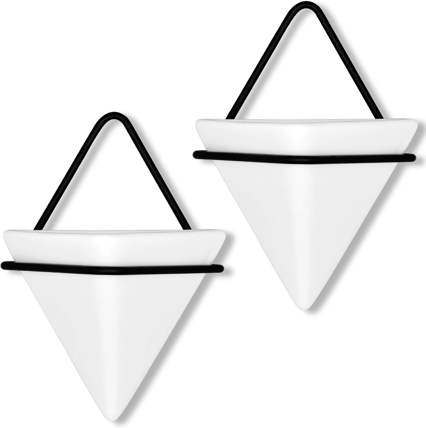 2 Pack Small Wall Succulent Planters Black-White Wall Decor Geometric Triangle Hanging Planters 4Inch Succulents Pots for Cactus, Air Plants, for Mom