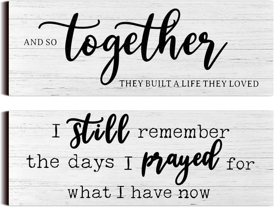 I Still Remember the Days I Prayed Modern Farmhouse Decor Rustic Wood Sign and so Together They Built a Life They Loved Rustic Wood Family Wooden Plaque Signs for Women(White)