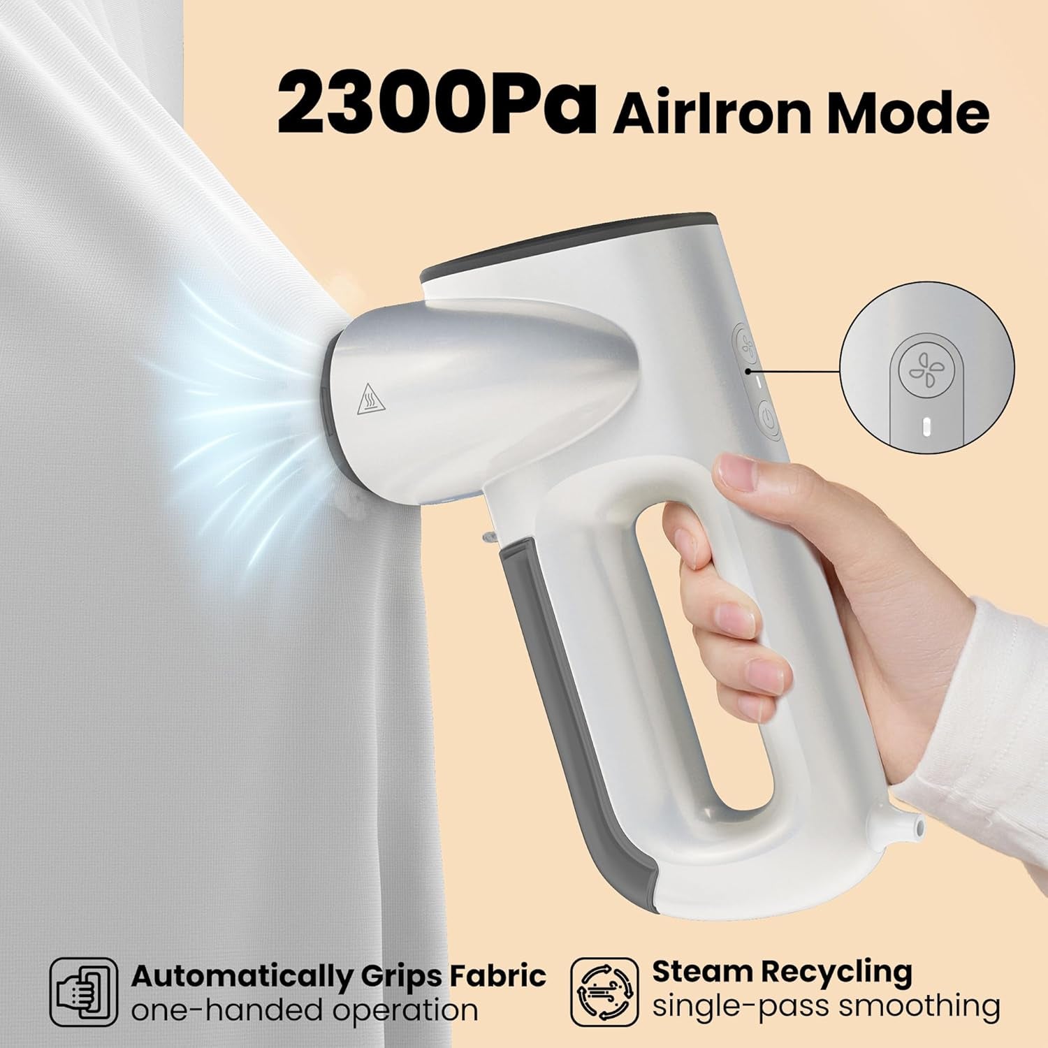 Magic 1 Vacuum Steamer, Handheld Travel Garment Steamer for Clothes, 2300Pa Suction for Clothes Grips, Steamer Iron 2 in 1, Ready to Wear